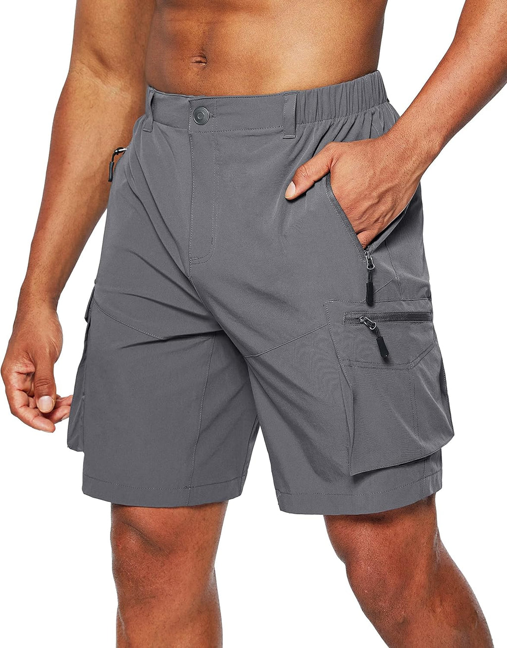 Pudolla Men's Hiking Cargo Shorts - Quick Dry Outdoor Travel Shorts with Multi-Pockets | Perfect for Fishing & Camping