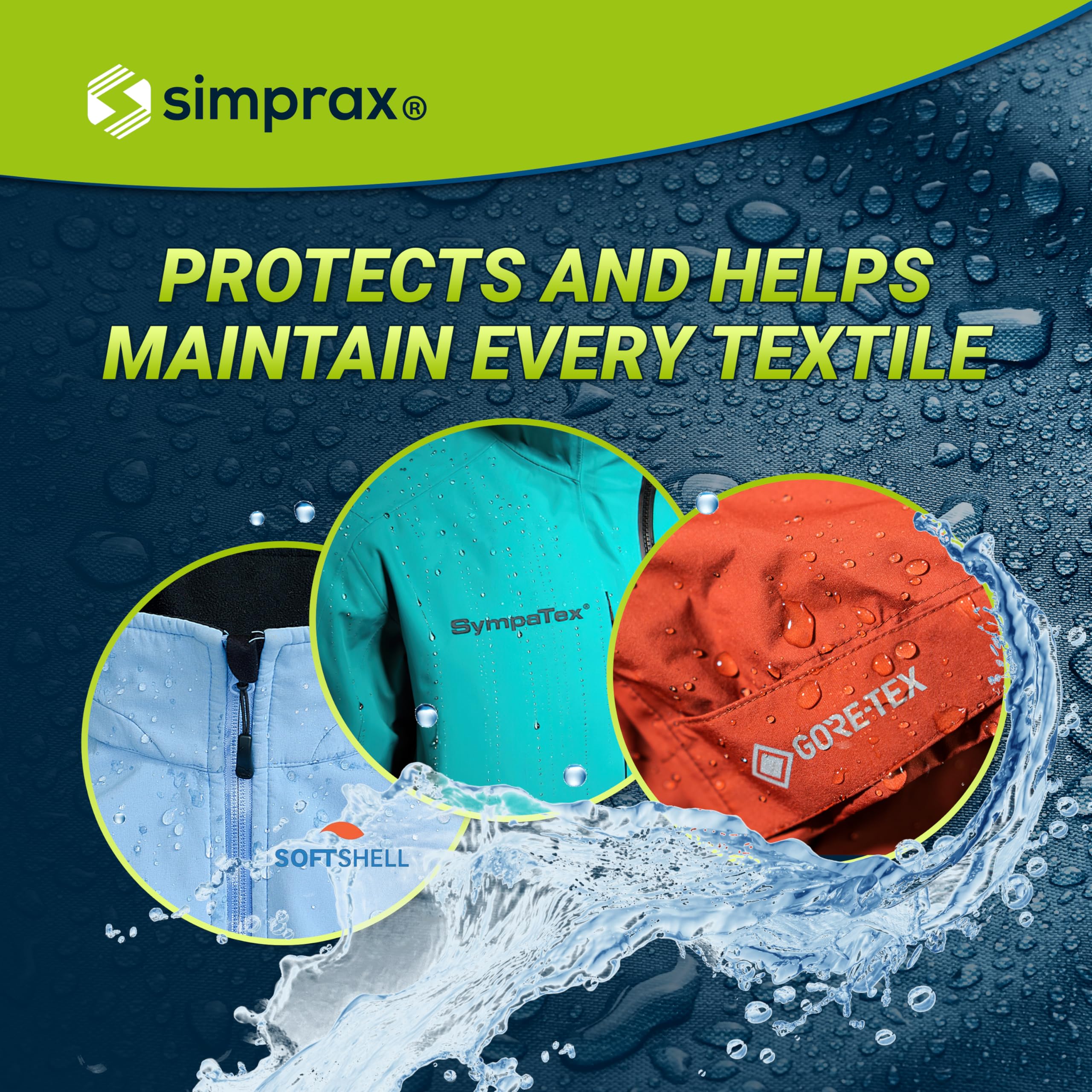 simprax® WaterproofingTextile Wash-In Impregnation – Climate-Neutral & Eco-Friendly Waterproofing for Fabric Outdoor Made In Germany | Waterproofing Spray for Washing Machine & Hand Wash