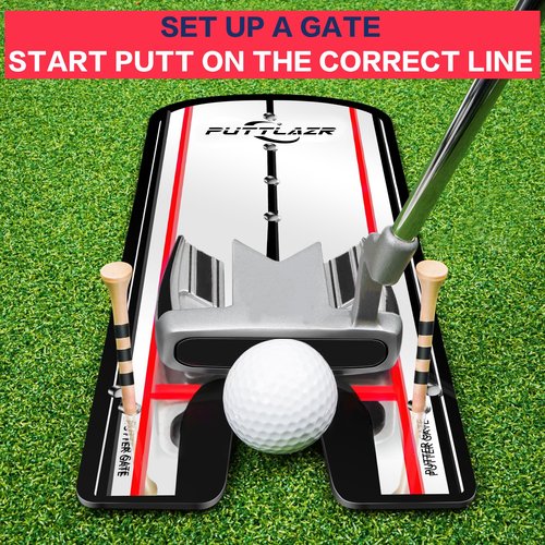 Golf Putting Mirror with 6 Tees, Putting Mirror Training Aid for Golf Practice Putting Trainer, Golf Gifts for Men