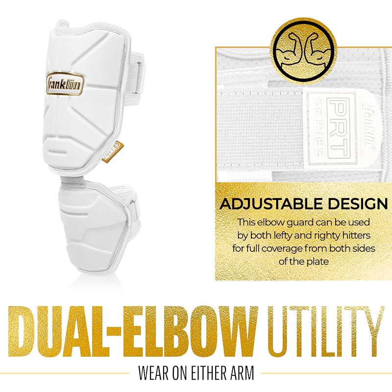 Franklin Elbow Guard for Baseball/Softball White Gold Youth - PRT Protective Gear