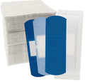 Vakly Metal Detectable Blue Fabric Adhesive Bandages 3 x 1 in (200 Pack) – Food Service Flexible Breathable Bandage Strips with Non-Stick Pad, Latex Free for First Aid & Kitchen Safety