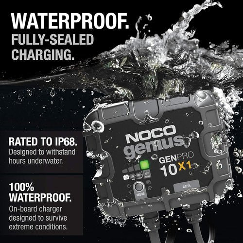 NOCO Genius GENPRO10X1 Onboard Battery Charger - 10A, Waterproof 12V Marine Charger with Overcharge Protection & Temperature Compensation