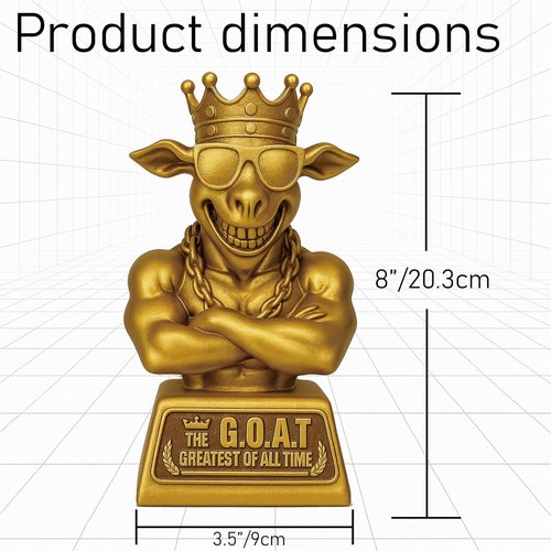 Muscle Goat Trophy - 9" G.O.A.T. Resin Award for Fantasy Football | Perfect Office Desk Decor
