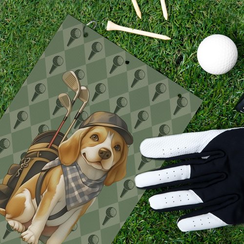 BCUANGD Beagle Dog Golf Towel - Retro Puppy Golf Bag Accessories Towel, Trendy Preppy Disc Weave Waffle & Ball Towels with Carabiner Clip Birthady Gifts for Golfer Women Dog Lover, 16"x24"