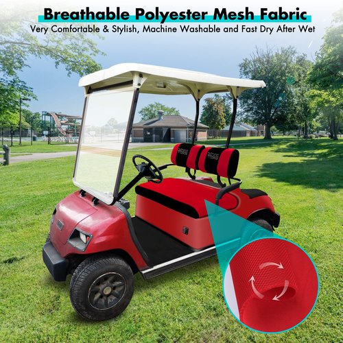 10L0L Golf Cart Seat Covers for Yamaha G2 G8 G9 G16 G19 G22 & Club Car DS Pre-2000 EZGO Marathon, Front Seat Cover, Washable Breathable Polyester Mesh Cloth, Warm in Winter & Cool in Summer