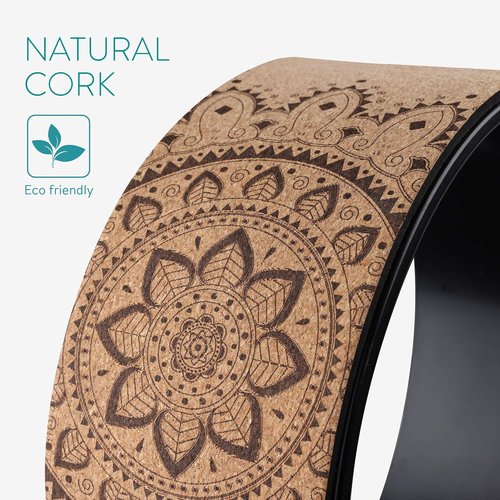 Navaris Cork Yoga Wheel - Enhance Flexibility & Back Bends - 13" (33cm) Diameter for Deepening Poses
