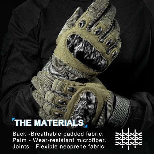 Motorcycle Tactical Gloves for Men - Touchscreen, Hard Shell & Palm Padding for Airsoft Paintball Hunting Hiking Camping Climbing Sports Cycling Gloves