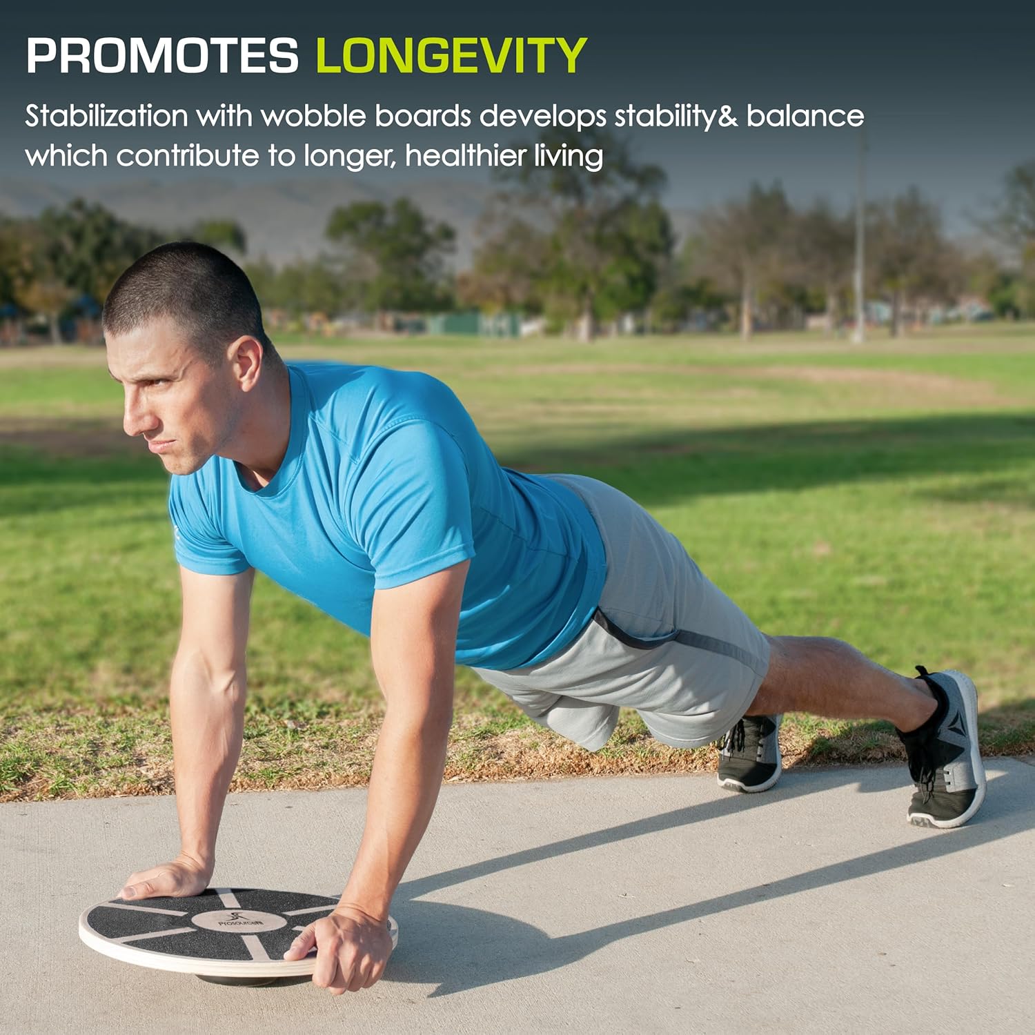 ProsourceFit Wooden Balance Board - Non-Slip Wobble Trainer for Stability | 15.75in Diameter, 360° Rotation