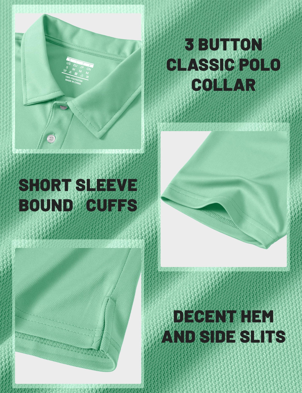 MAGCOMSEN Polo Shirts for Men Dry Fit Lightweight Active Golf Polos Short Sleeve Moisture Wicking Collared Shirt Mint Green