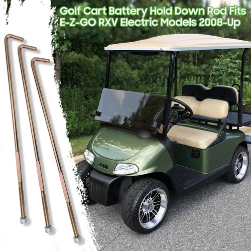 10L0L Golf Cart RXV Battery Hold Down Rod J-Bolt &Nut for EZGO RXV 2008 UP Electric Models Replace OEM# 602896(3 Packs)