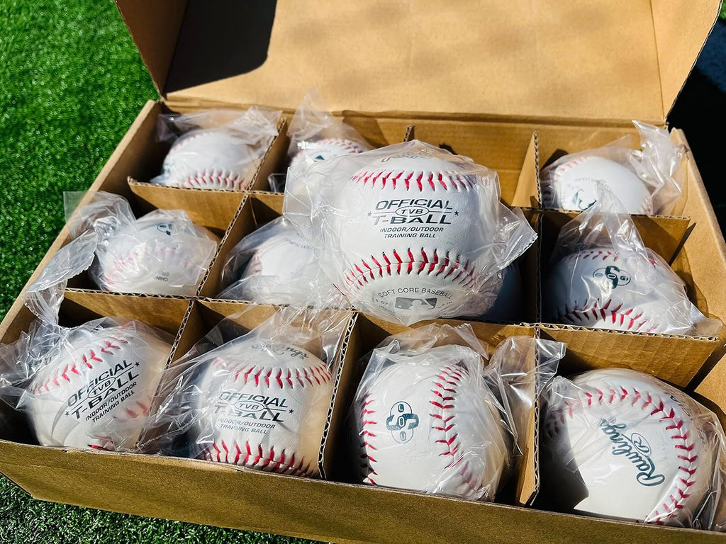 Rawlings Official T-Balls - Youth 6U | 12 Count | Sponge Rubber Core for Indoor/Outdoor Play