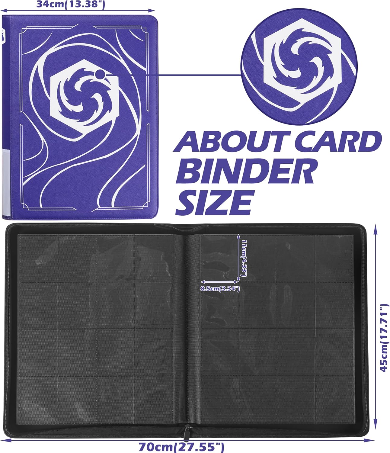 Skiennix Lorcana Card Binder - Premium 16 Pocket Trading Card Album in Classic Purple for 1024 Cards