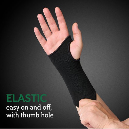 CURAD Elastic Pull-Over Wrist Support, Wrist Brace Sport Wrist Support for Fitness, Weightlifting, Tendonitis, Carpal Tunnel Arthritis, Pain Relief-Wear Anywhere, Black, Medium