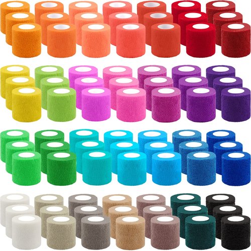BQTQ 84 Rolls Self Adhesive Bandage 2 Inch x 5 Yards Self Adherent Tape Breathable Athletic Stretch Bandages Selfstick Bandage Wrap for Athletic Sports Wrist Ankle (Rich Color)