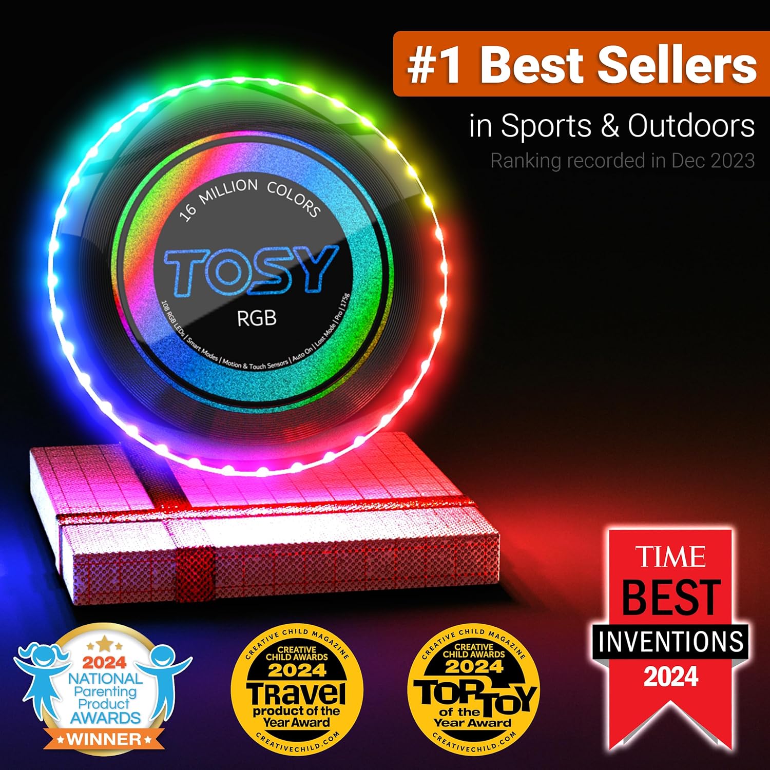 TOSY Flying Disc - RGB Multicolor LED Light-Up Toy | Rechargeable, Waterproof, Perfect for Kids & Adults