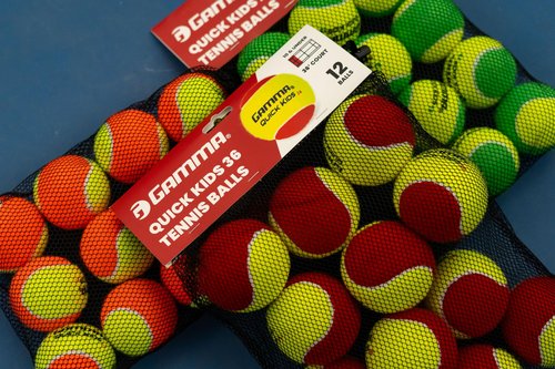 GAMMA Quick Kids 36 Training Tennis Balls for Kids & Beginners, Low-Compression Core Reduces Speed & Bounce, Great for Tennis Practice, USTA & ITF Approved for Use in 10 & Under Tournaments, Bag of 12