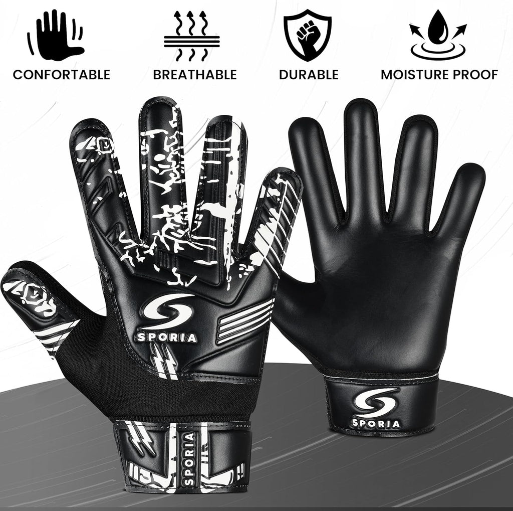 SPORIA Goalie Gloves for Youth - Double Wrist Protection | Non-Slip Latex Soccer Gloves for Kids