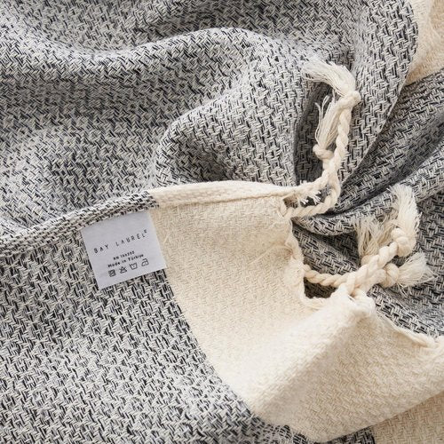 BAY LAUREL Turkish Hand Towels - Soft & Absorbent Decorative Set of 2 | Boho Gray 15x26 Inches for Bathroom, Gym & Spa