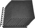 VEVOR Gym Flooring Tiles - 0.4 Inch Thick Interlocking Rubber Mats | 24 x 24 Inch, Black & White, 96 sq.ft