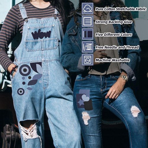 KING MOUNTAIN Iron-On Repair Patches - 20 Pack Denim Patches for Jeans | 3" x 4.25", 100% Cotton