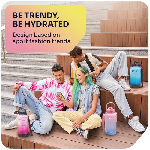 EnergyBud 1 Gallon Water Bottle with 128 oz Capacity - Motivational Time Markers for Daily Hydration Goals - Leakproof BPA Free Tritan with Removable Straw