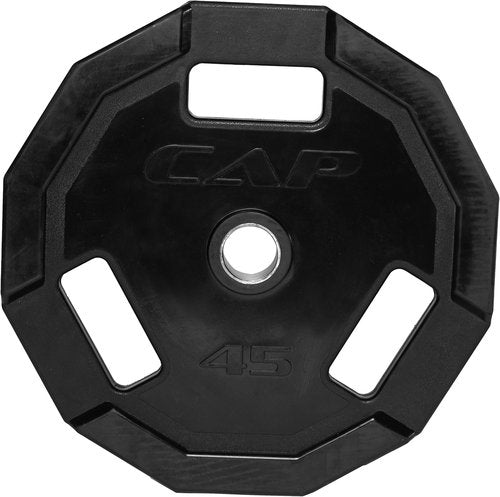 CAP Barbell 12-Sided Rubber Olympic Grip Weight Plates - Durable Black Design | Various Sizes Available