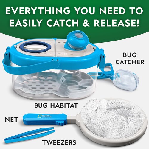 National Geographic Bug Catcher Kit - Kids' Insect Habitat with Magnified Viewer & Tweezers | Outdoor Exploration Toy