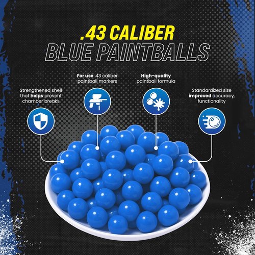 3Skull .43 Caliber Paintballs - High-Performance Ammo for Umarex T4E Pistols | Blue Color