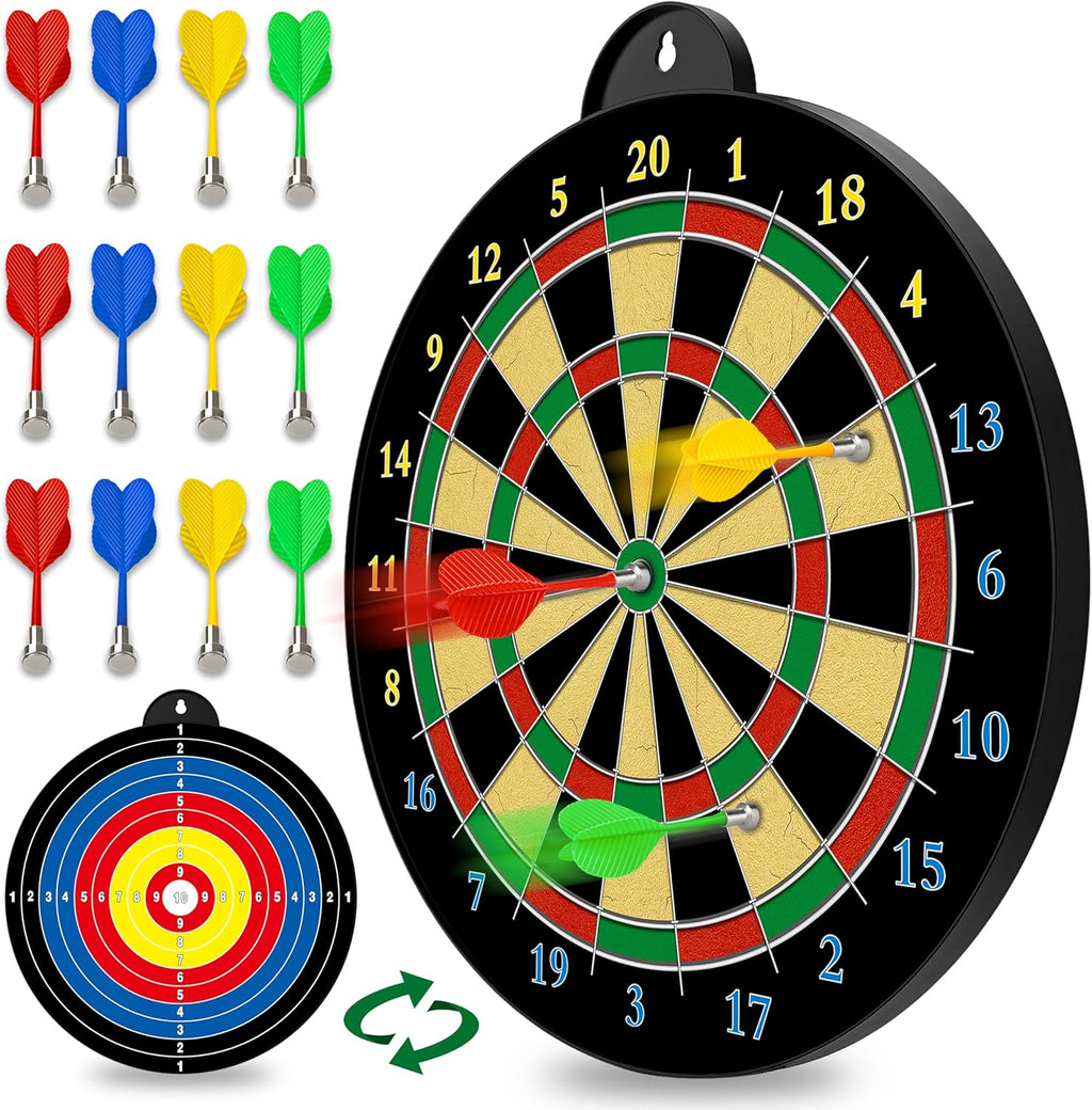 Skiennix Dart Board - 12-Piece Magnetic Darts Set - Perfect Indoor Game for Kids Ages 5-12