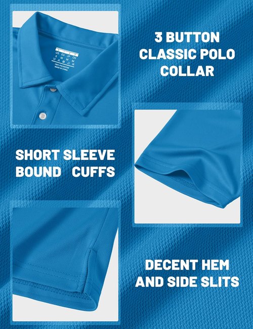 MAGCOMSEN Men's Polo Shirt - Quick-Dry Casual Golf Tee for Outdoor Performance | Short Sleeve, Pique Jersey