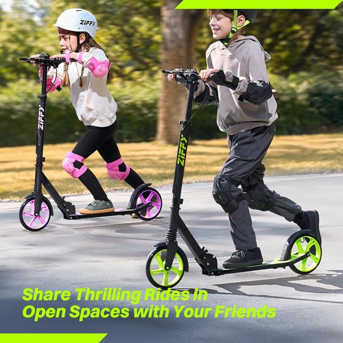 JOVA ZIFFY Scooter for Kids with Hand Brake, Foldable Kick Scooter for Ages 6-12, Lightweight Scooter for Boys with 4 Adjustable Heights, ABEC9 Bearings, Supports Up to 260 lbs