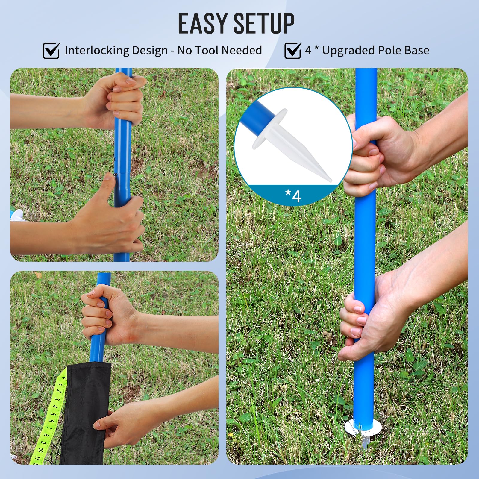 Olybeaka Outdoor Volleyball & Badminton Combo Net Set for Backyard, Beach with 2 Nets, Adjustable Poles, 4 Aluminum Rackets, PU Volleyball, Portable Carry Bag (Black)