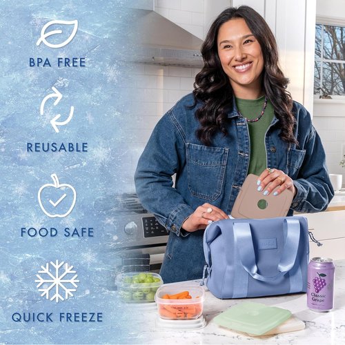 Fit & Fresh Cool Coolers Slim Ice Packs - Quick Freeze Reusable Lunch Ice Packs, 4-Pack, Multicolor