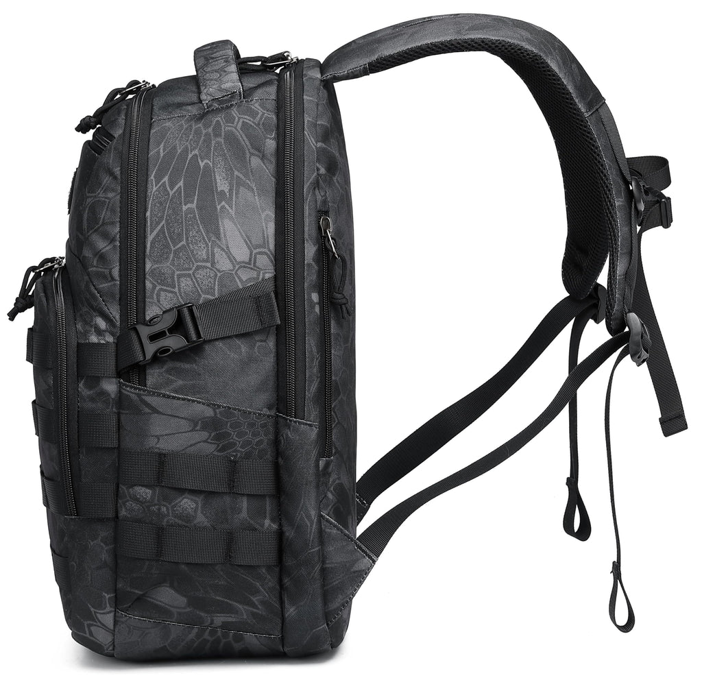 Wotony Military tactical backpack, backpack for men black small tactical assault bag (Python Black, 18.5 inch)