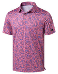 Obla Mens Golf Polo Shirts Short Sleeve Dry Fit Performance Moisture Wicking Casual Print Collared Golf Shirts for Men(Blue Paisley_XXXL)