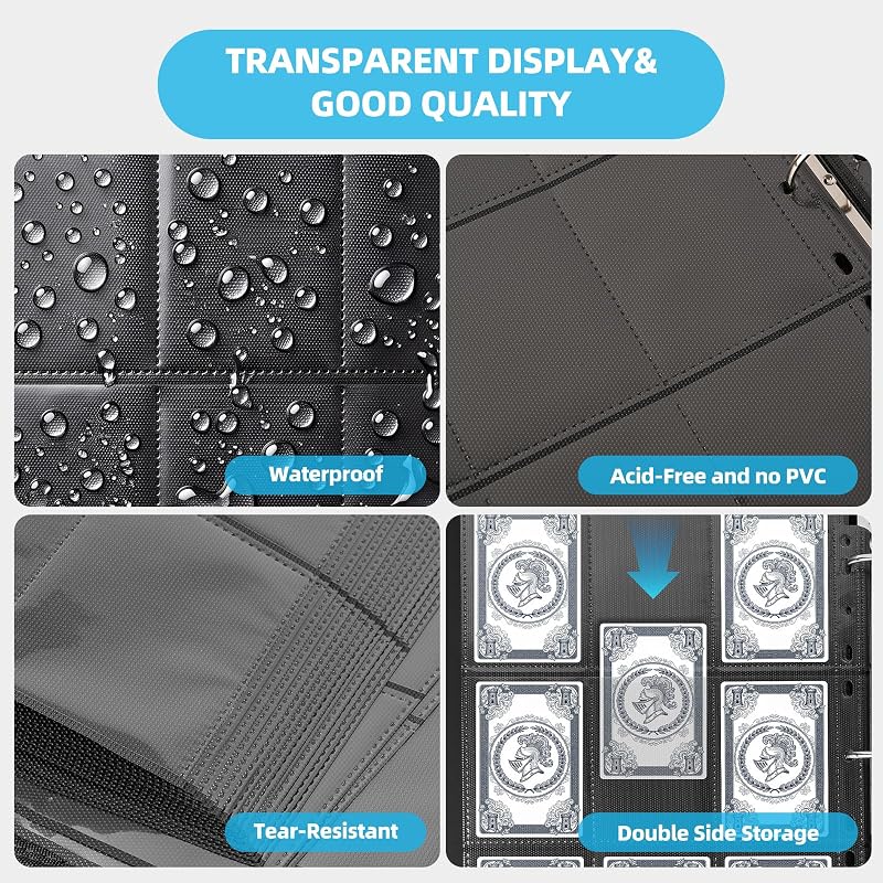 40 Pack 720 Pockets Trading Card Binder Sleeves 9 Pocket Pages - Black (Variation: Black Card Sleeves+9 Pocket 720)