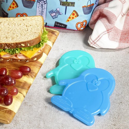 Fit & Fresh Cool Coolers Kids Lunch Box Ice Packs - Slim Reusable Multicolored Set of 4 (Penguin)