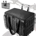 LIQING Bike Basket Front Folding Bicycle Basket with Removable Liner Bag, Quick Release Design Metal Ebike Basket for Adult Women/Men Carrying Dogs, Pets, Fruit & Grocery (L-Black)