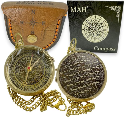 Handmade Brass Compass by [Brand Name] - Engraved Faith Messages | Inspirational Religious Gift for Baptism, Confirmation, or Christmas