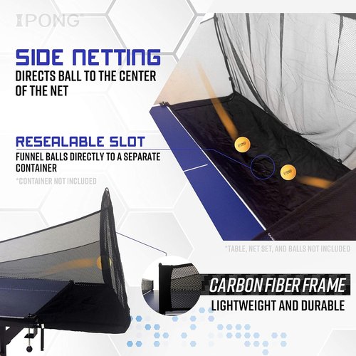 JOOLA iPong Carbon Fiber Table Tennis Ball Catch Net - Efficient Ball Collection for Training | Fits Most Tables