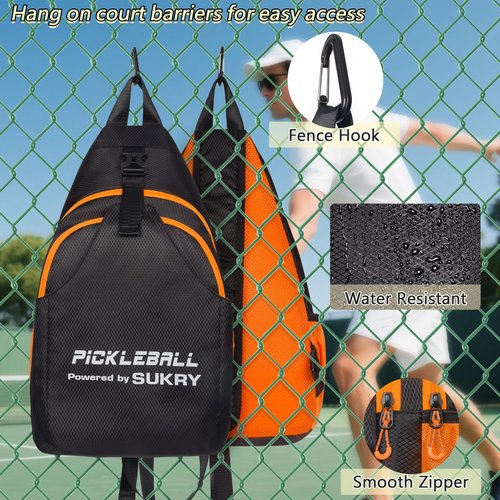 SUKRY Pickleball Bag Lightweight Sling Backpack for Men and Women with Multi-Pocket Crossbody Gym & Travel Backpack Pickle Ball Accessories