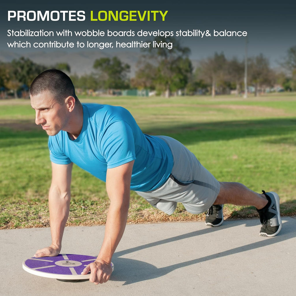 ProsourceFit Wooden Balance Board - Non-Slip Wobble Trainer for Stability & Core Strength | 15.75in Diameter