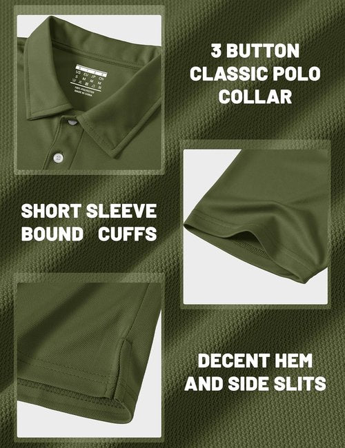 MAGCOMSEN Men's Polo Shirt - Quick Dry Short Sleeve Golf T-Shirt for Casual Work & Outdoor Performance