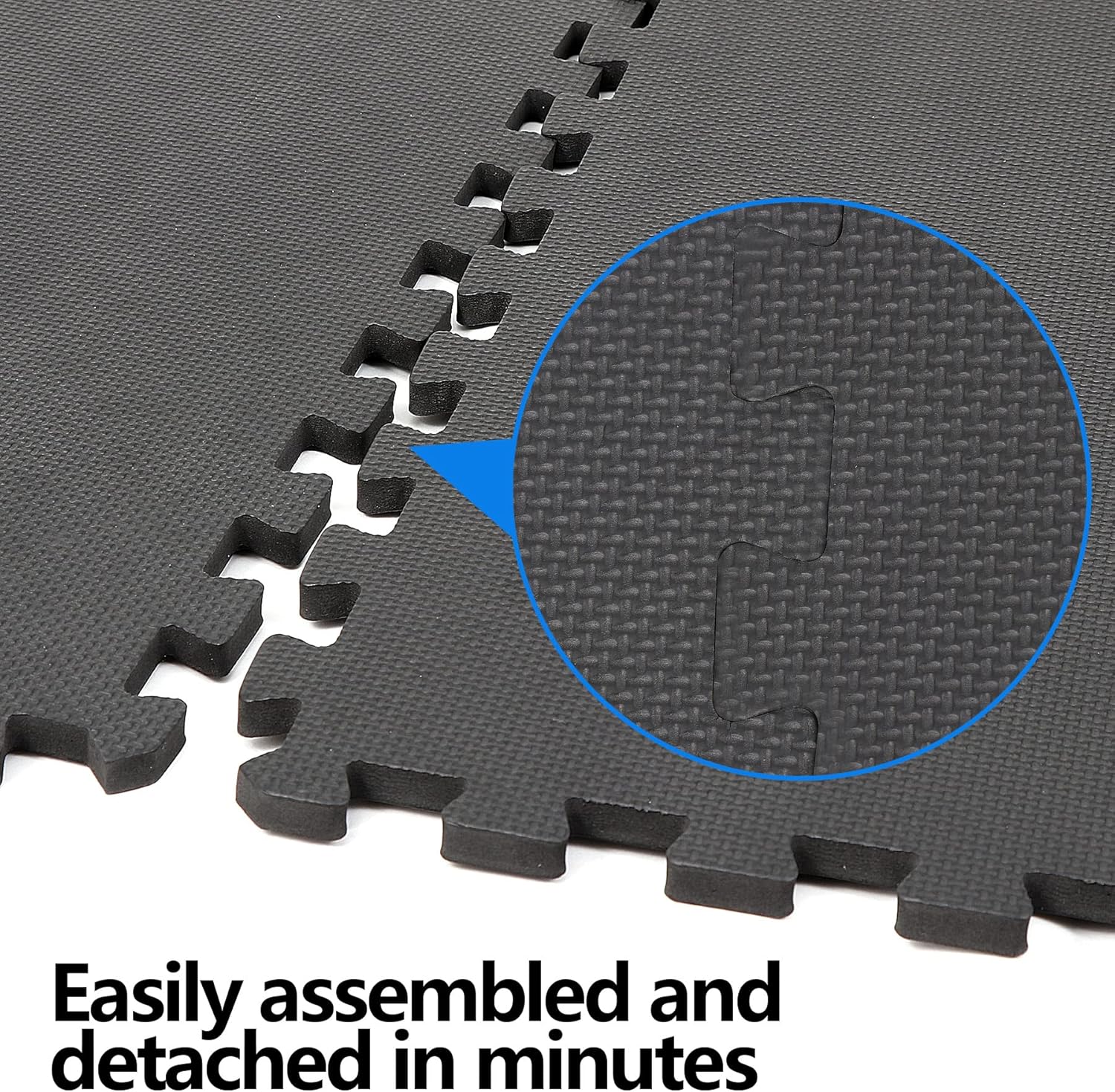 Smartxchoices Puzzle Gym Mats - 1/2" Thick EVA Foam Interlocking Tiles for Home Gym | 48 Sq Ft, Black