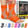 Compression Socks for Plantar Fasciitis, Achilles Tendonitis, Arthritis Relief, Ankle Brace Compression Sleeve with Foot Arch Support, Ankle Wrap for Women, Men, Swelling & Heel Pain Orange L-XL