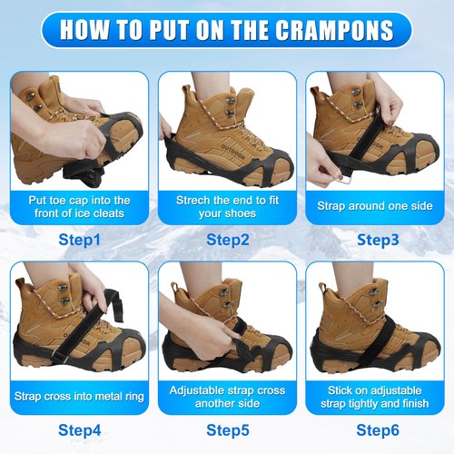 Tungsten Crampons Ice Cleats for Shoes and Boots Non-Slip Shoe Grippers with Reflective Heel Traction Cleats for Walking on Snow Ice M