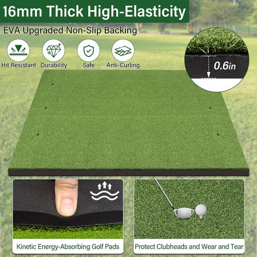 Domivans Golf Mat Elite Golf Hitting Mats Practice Outdoor & Indoor,5x4ft Turf Driving Range Mats for Golf Simulators and Practice with 10 Balls,9 Tees,31mm Thickening