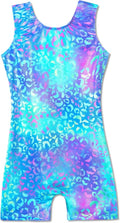 Domusgo Gymnastics Leotards for Girls - Sparkly One-Piece Unitard with Shorts | Pro Kids Size