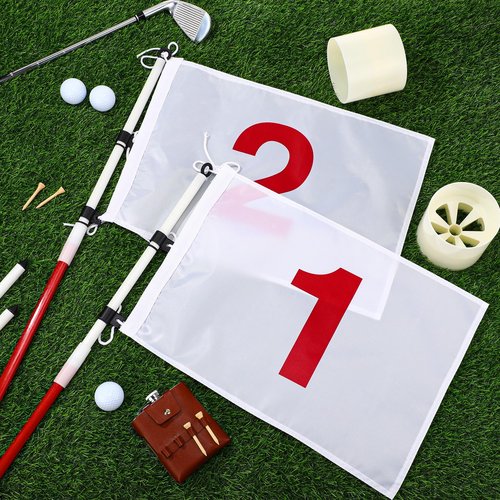 Burbell 2 Pack Golf Flag Stick 6ft Putting Green Flag Golf Hole Cup Pole Pin Numbered Flags for Driving Range Backyard Yard Putting Green and Chipping Greens Gifts