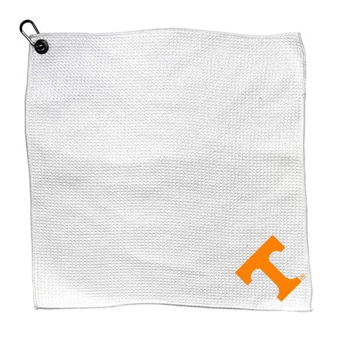 Team Golf NCAA Tennessee Microfiber Towel - 15" X 15" (White) with Carabiner Clip, Premium Microfiber with Deep Waffle Pockets - Superior Water Absorption and Quick Dry Golf Cleaning Towel